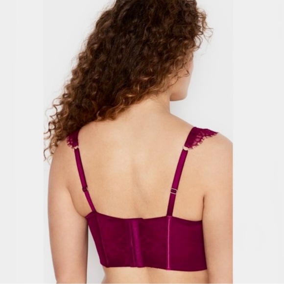 NEW Victoria's Secret Dream Angels Lace Unlined Corset Top Maroon Size Large NWT - Picture 2 of 6